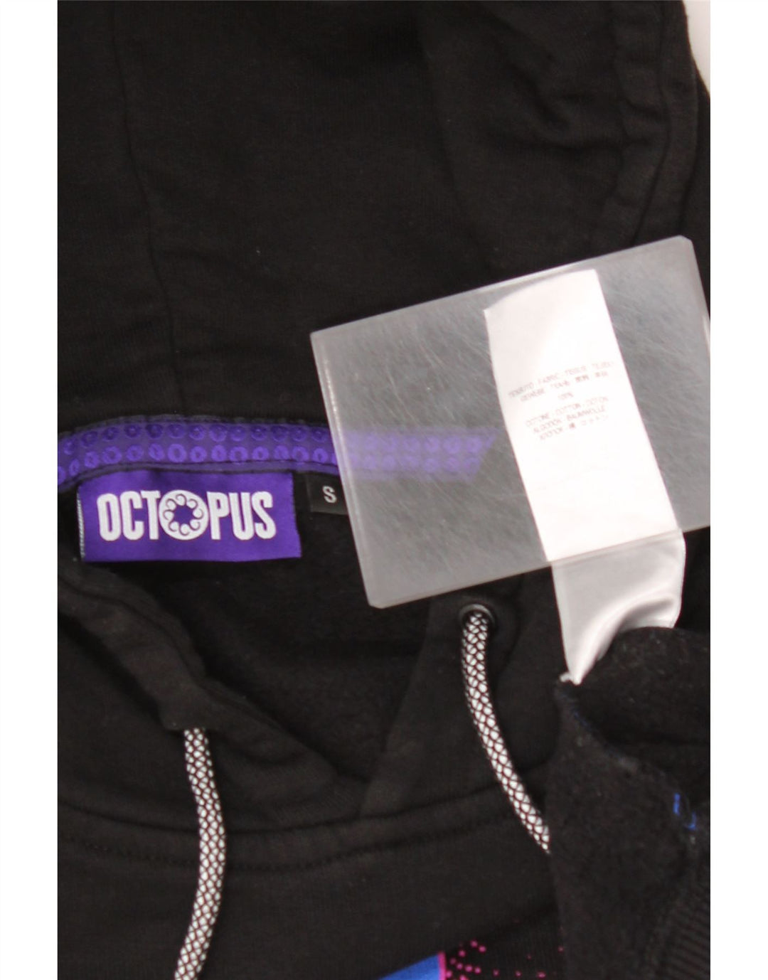 Ανδρικό γραφικό κουκούλα OCTOPUS Μικρό μαύρο χρώμα, βαμβακερό