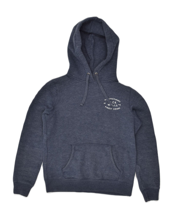JACK WILLS Womens Graphic Hoodie Jumper UK 10 Small Navy Blue Cotton | Vintage Jack Wills | Thrift | Second-Hand Jack Wills | Used Clothing | Messina Hembry 