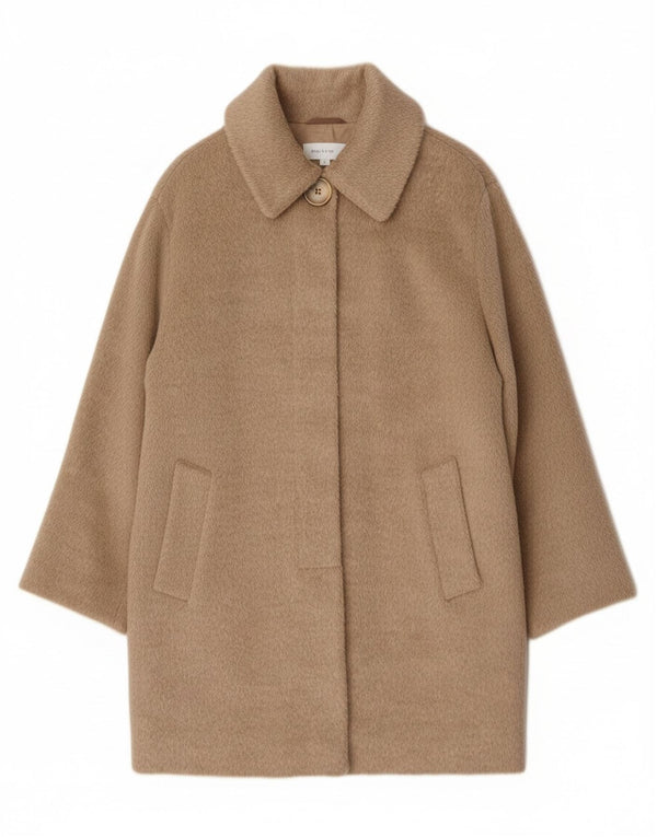 Vintage Γυναικείο Oversized Πανωφόρι UK 12 Medium Beige Wool