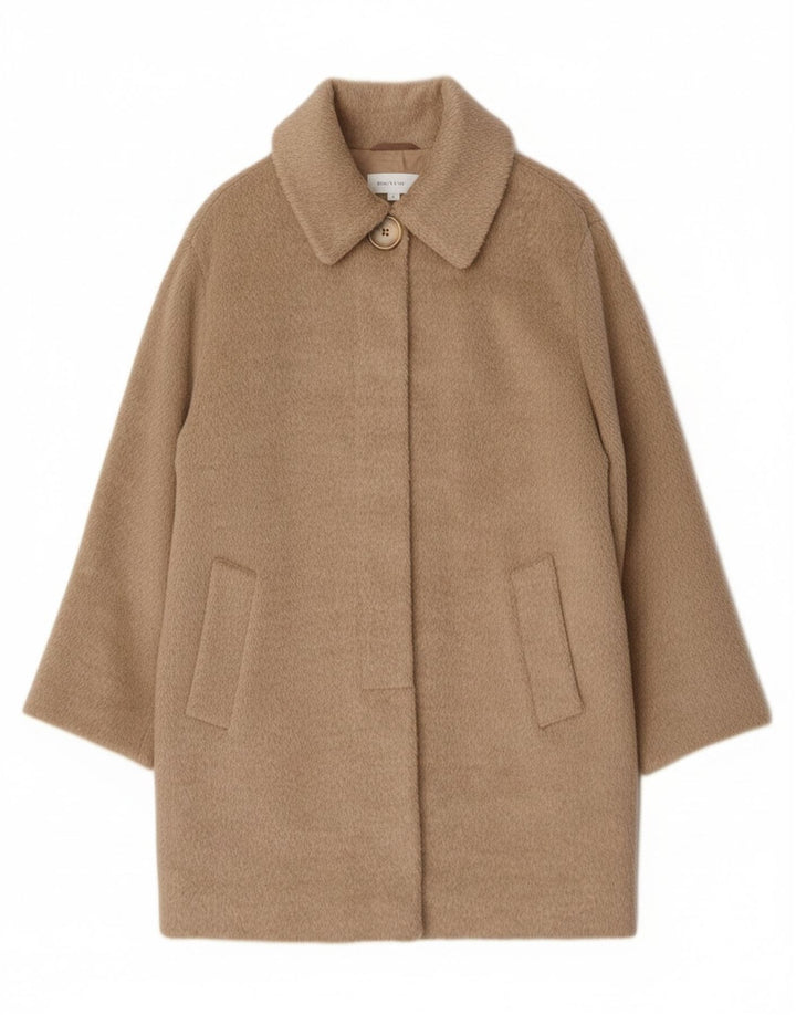 Vintage Γυναικείο Oversized Πανωφόρι UK 12 Medium Beige Wool