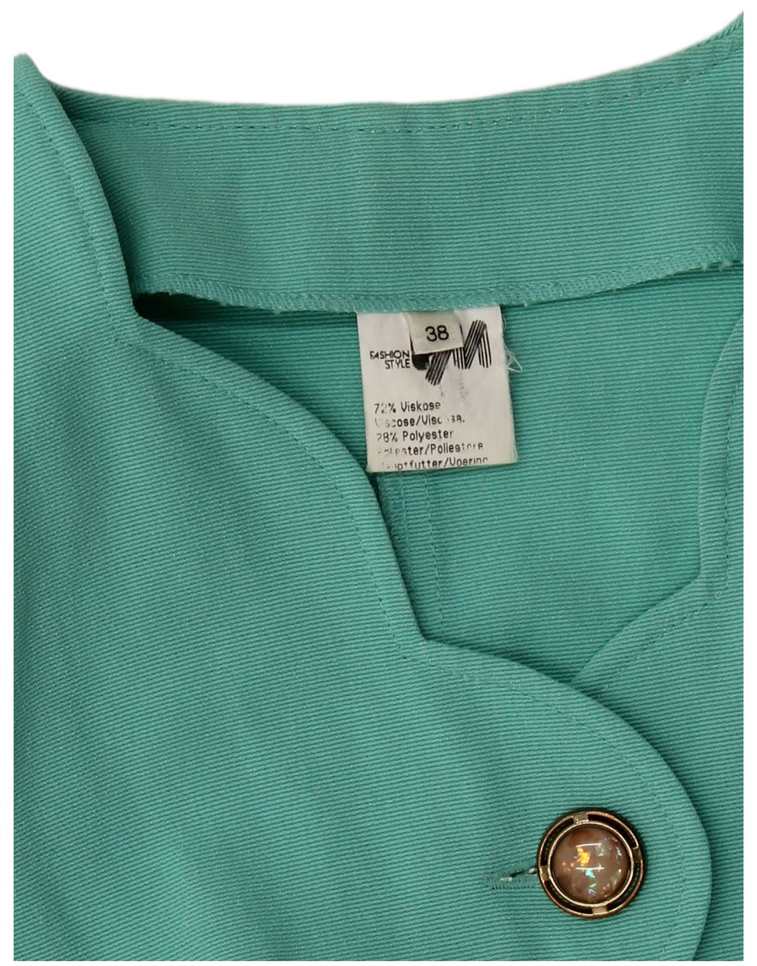 VINTAGE Γυναικείο σακάκι με 5 κουμπιά μπλέιζερ EU 38 μεσαίου τυρκουάζ βισκόζη