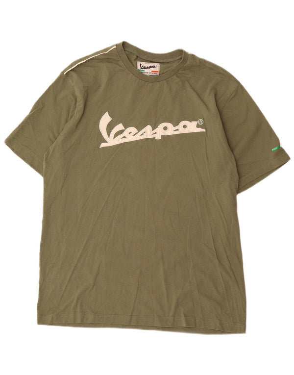 Ανδρικό γραφικό T-Shirt Vespa Top 2XL Χακί Βαμβακερό
