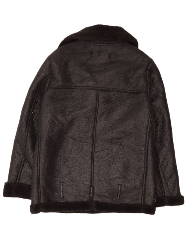 Zara Γυναικείο Μπουφάν Sherpa Oversized UK 6 XS Μαύρο Πολυεστέρας