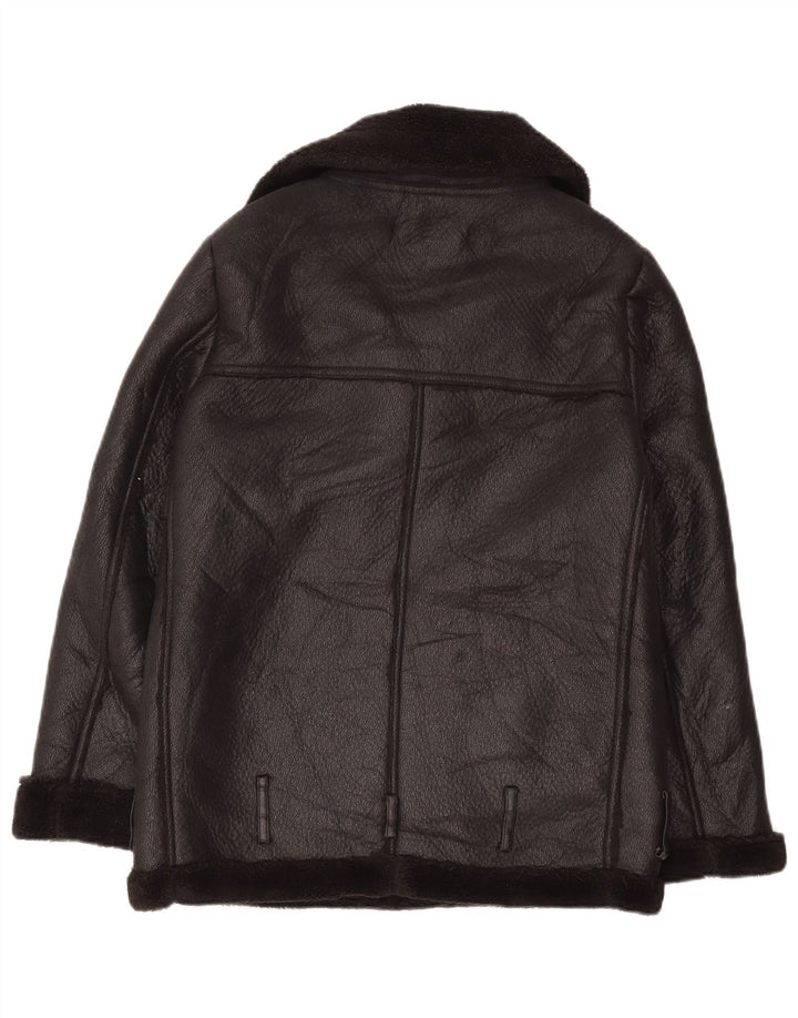 Zara Γυναικείο Μπουφάν Sherpa Oversized UK 6 XS Μαύρο Πολυεστέρας