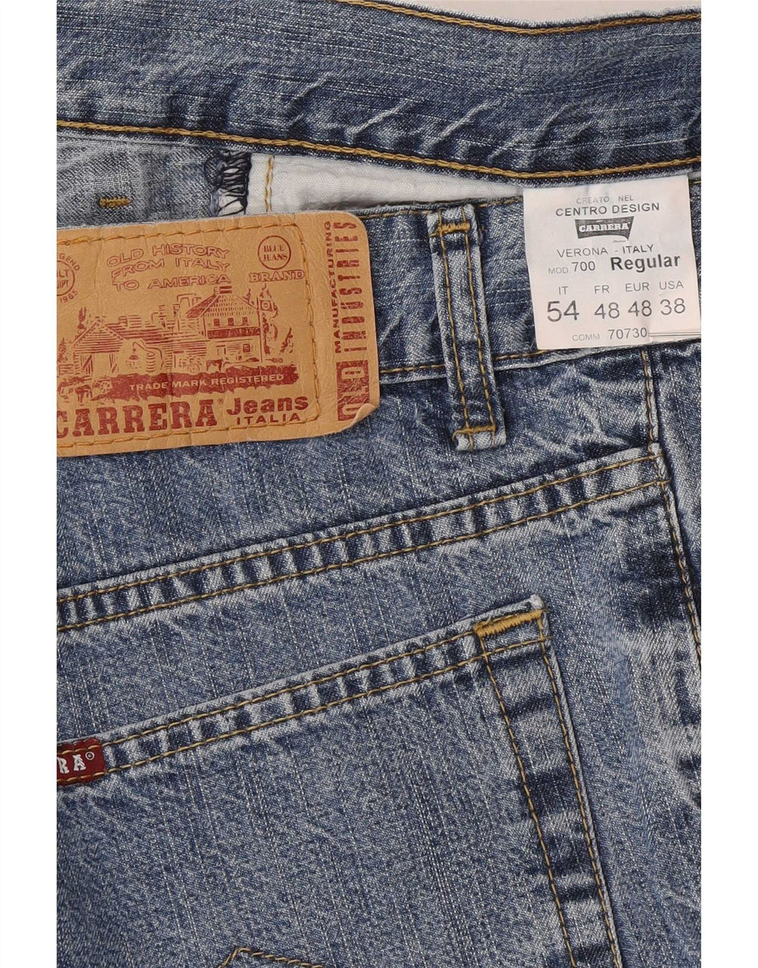 Carrera Mens 700 Regular Straight Jeans W38 L28 Μπλε Βαμβακερό