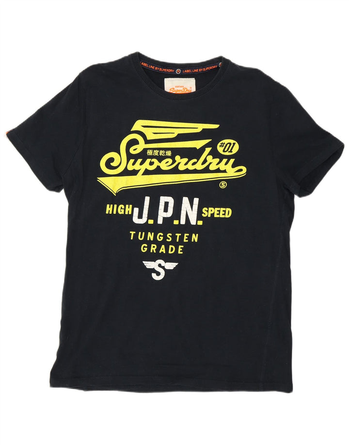 Ανδρικό γραφικό μπλουζάκι SUPERDRY Τοπ μεσαίο μπλε ναυτικό βαμβακερό