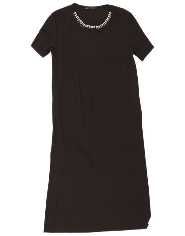 Zara Γυναικείο Maxi Φόρεμα UK 12 Medium Black Polyester