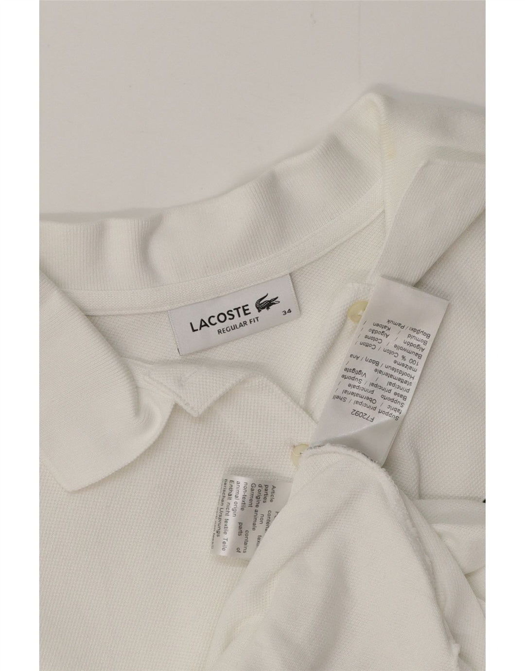 LACOSTE Γυναικείο πουκάμισο Polo με κανονική εφαρμογή Μέγεθος 34 Μικρό λευκό βαμβακερό