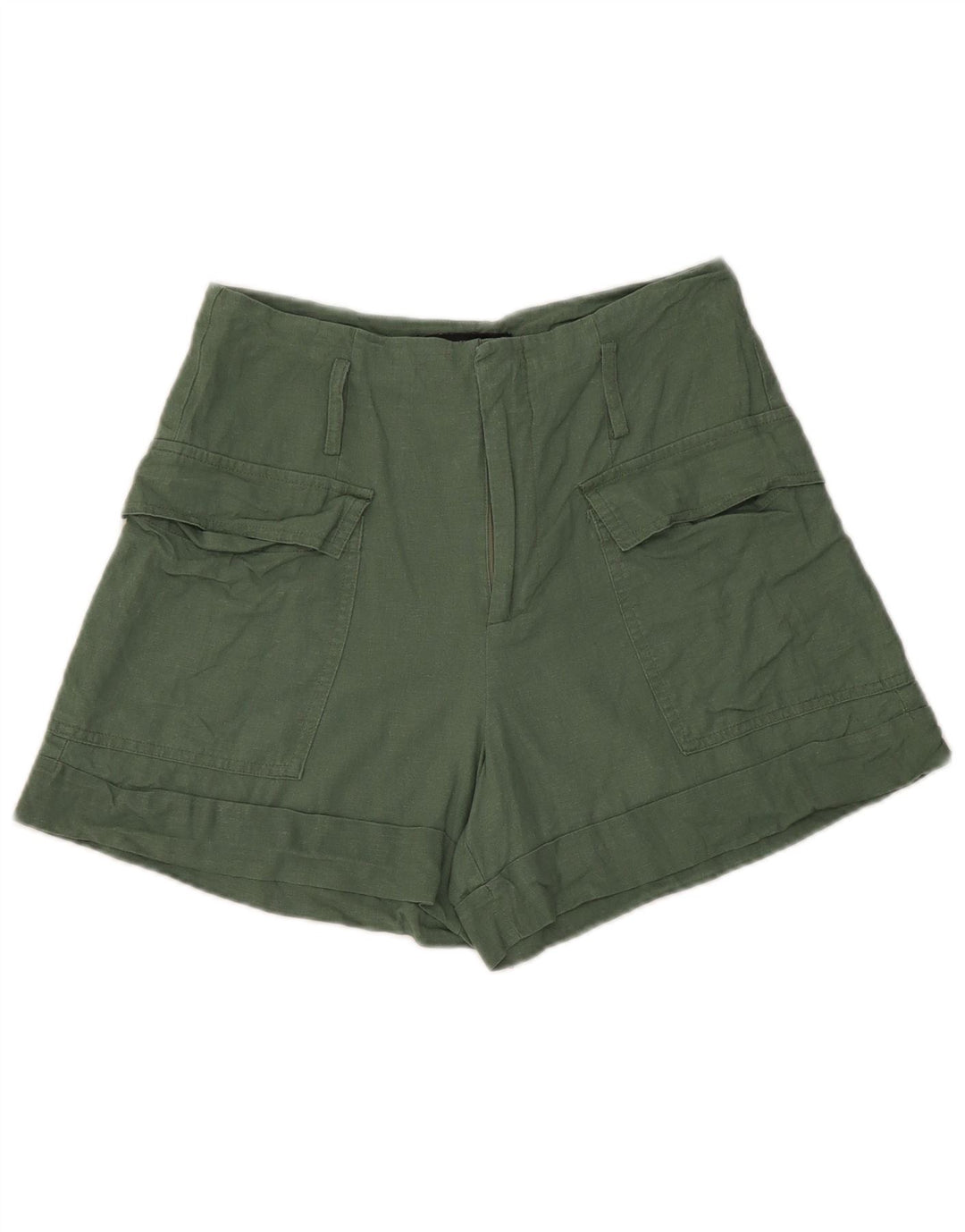 Zara Γυναικείο Σορτς Cargo Small W26 Πράσινο Λινό