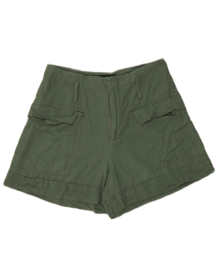 Zara Γυναικείο Σορτς Cargo Small W26 Πράσινο Λινό