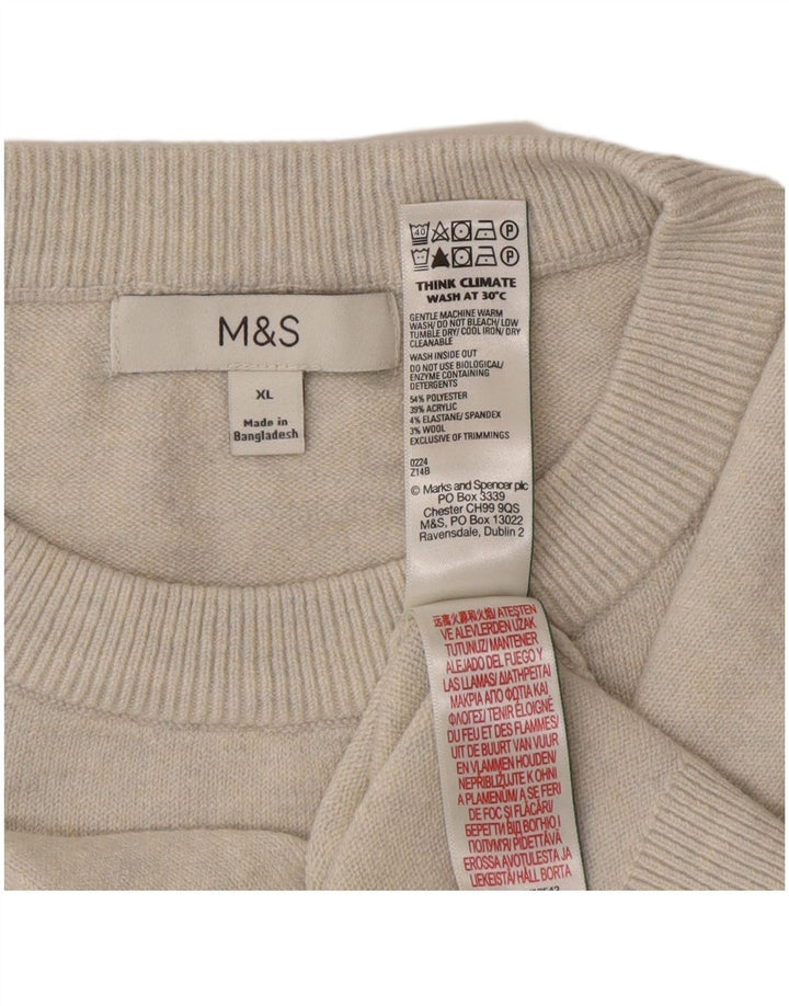 Marks & Spencer Ανδρικό πουλόβερ με λαιμόκοψη XL Grey Polyester