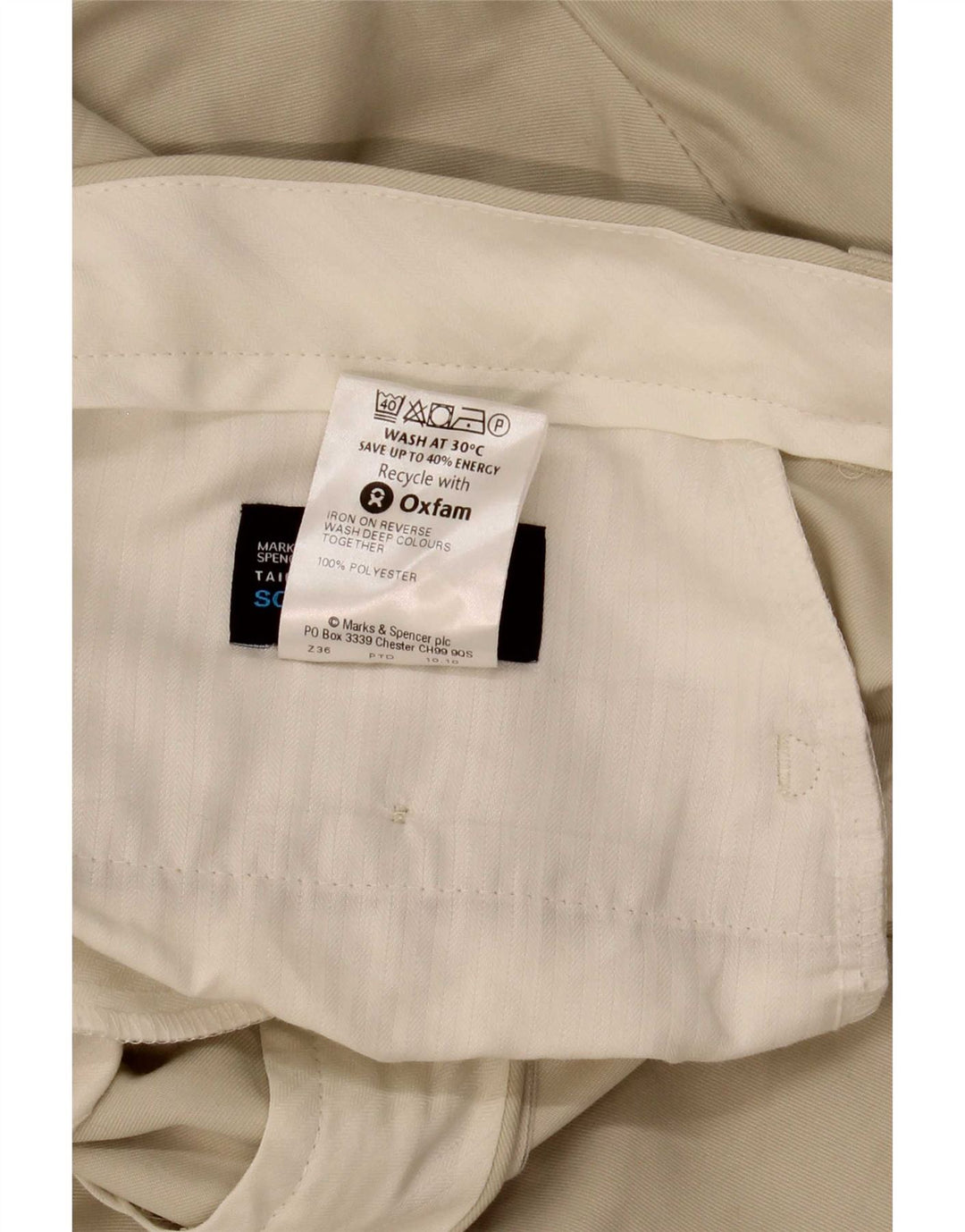 Marks & Spencer Ανδρικό ίσιο παντελόνι Chino W34 L33 Beige Polyester