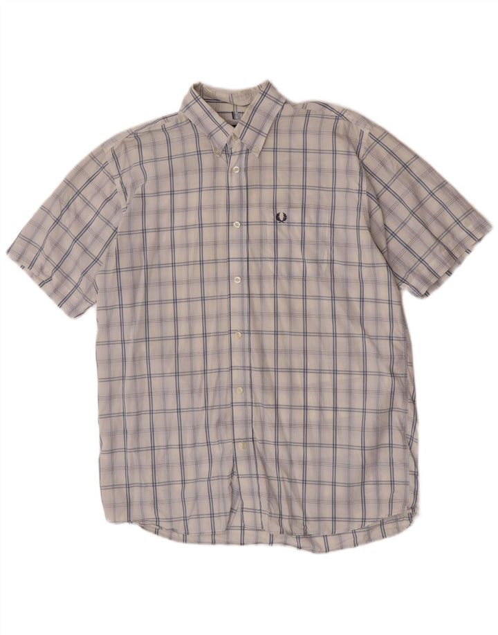 Fred Perry Ανδρικό κοντομάνικο πουκάμισο μεγάλο λευκό βαμβακερό