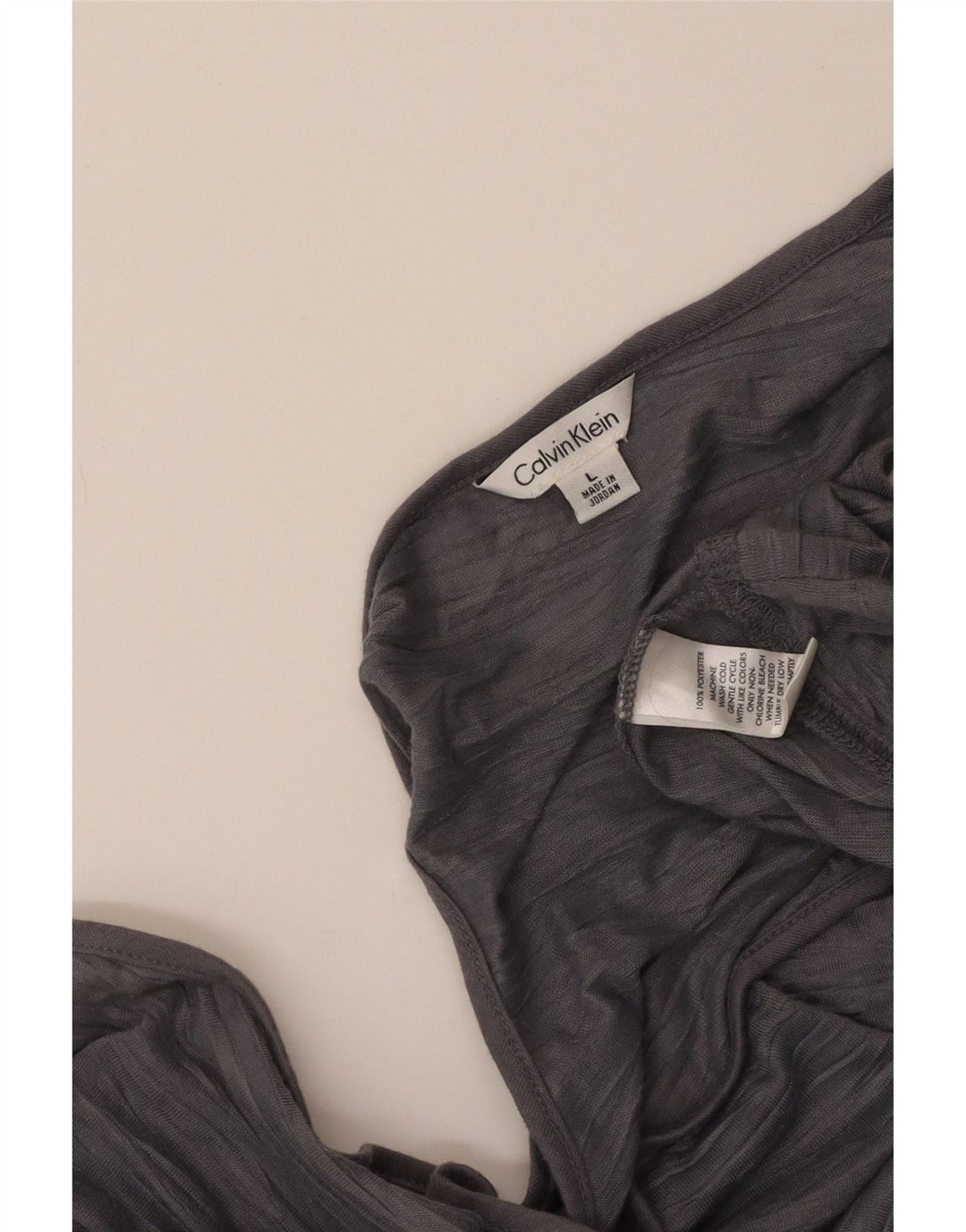 CALVIN KLEIN Γυναικείο γιλέκο τοπ UK 14 μεγάλο γκρι ριγέ πολυεστέρα