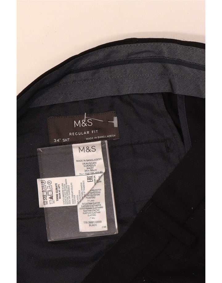 Marks & Spencer Ανδρικό παντελόνι Chino με κανονική εφαρμογή W34 L29 Μαύρο μάλλινο