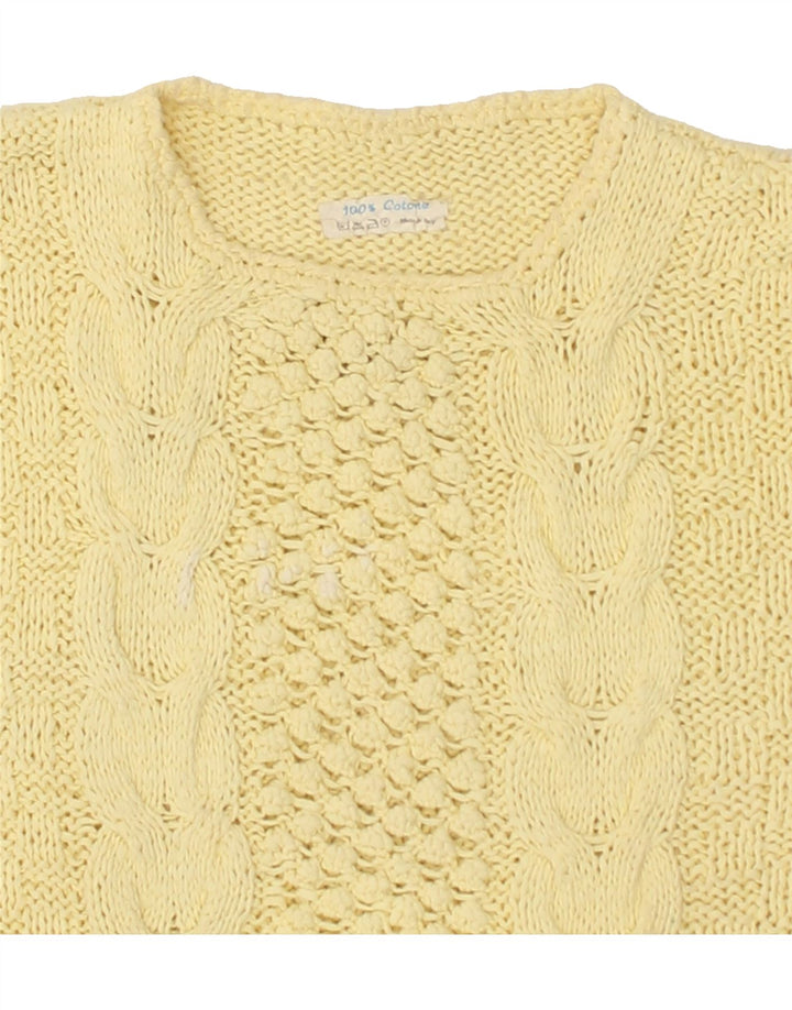 VINTAGE Womens Short Sleeve Crew Neck Jumper Sweater UK 12 Medium Yellow | Vintage Vintage | Thrift | Second-Hand Vintage | Used Clothing | Messina Hembry 