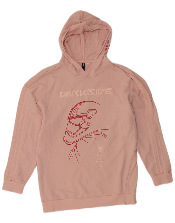 Adidas Γυναικείο γραφικό Oversized Hoodie Jumper UK 14 Medium Pink