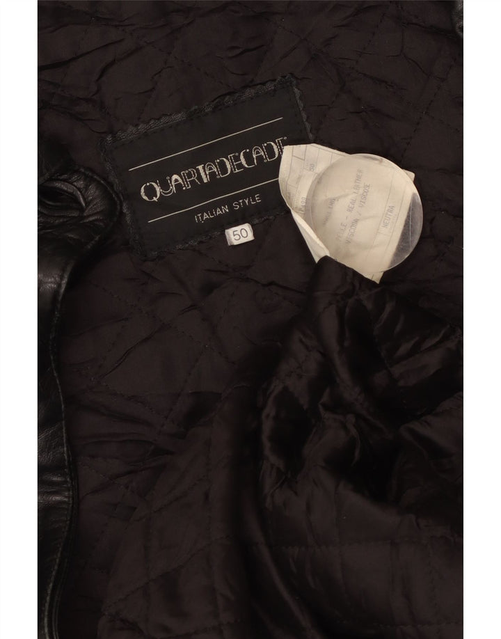 VINTAGE Γυναικείο Δερμάτινο Παλτό IT 50 XL Μαύρο Δερμάτινο
