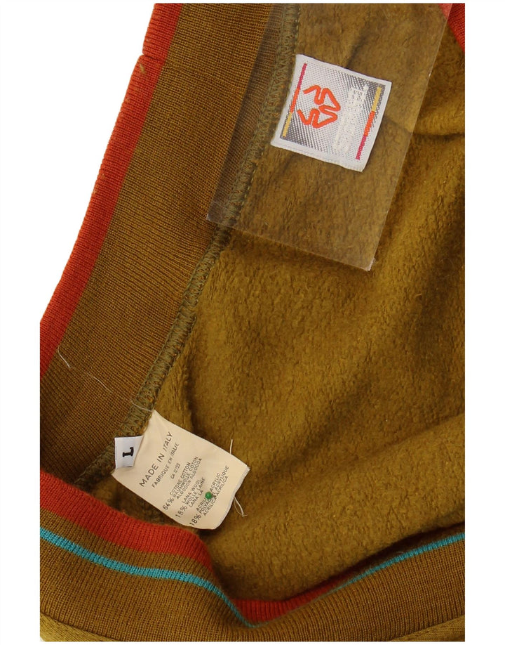 Stefanel Ανδρική ζακέτα πουλόβερ Large Khaki Fair Isle Cotton