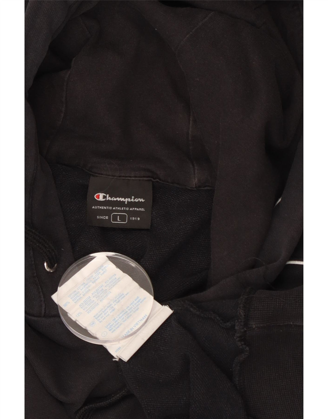 CHAMPION Ανδρικό γραφικό κουκούλα, μεγάλο μαύρο βαμβακερό