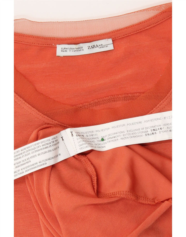 Zara Γυναικείο τοπ μακρυμάνικο UK 14 μεσαίο πορτοκαλί πολυεστέρας