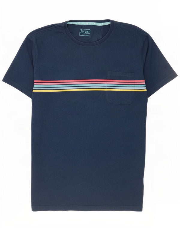Fat Face Ανδρικό T-Shirt Top Large Navy Blue ριγέ βαμβακερό