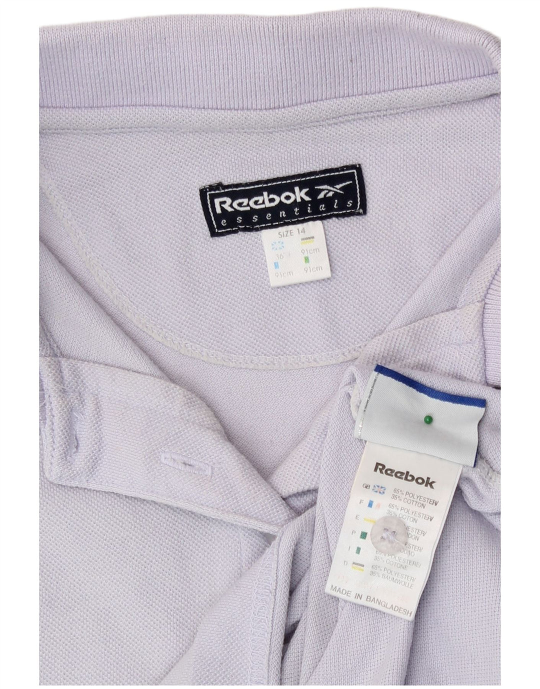 Reebok γυναικείο μπλουζάκι πόλο UK 14 Μεγάλο Μωβ Πολυεστέρας