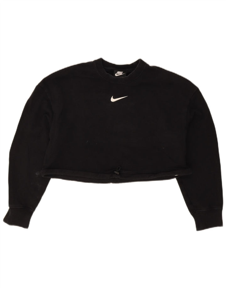 Γυναικείο φούτερ Nike Graphic Crop Jumper UK 12 Μεσαίο μαύρο βαμβακερό
