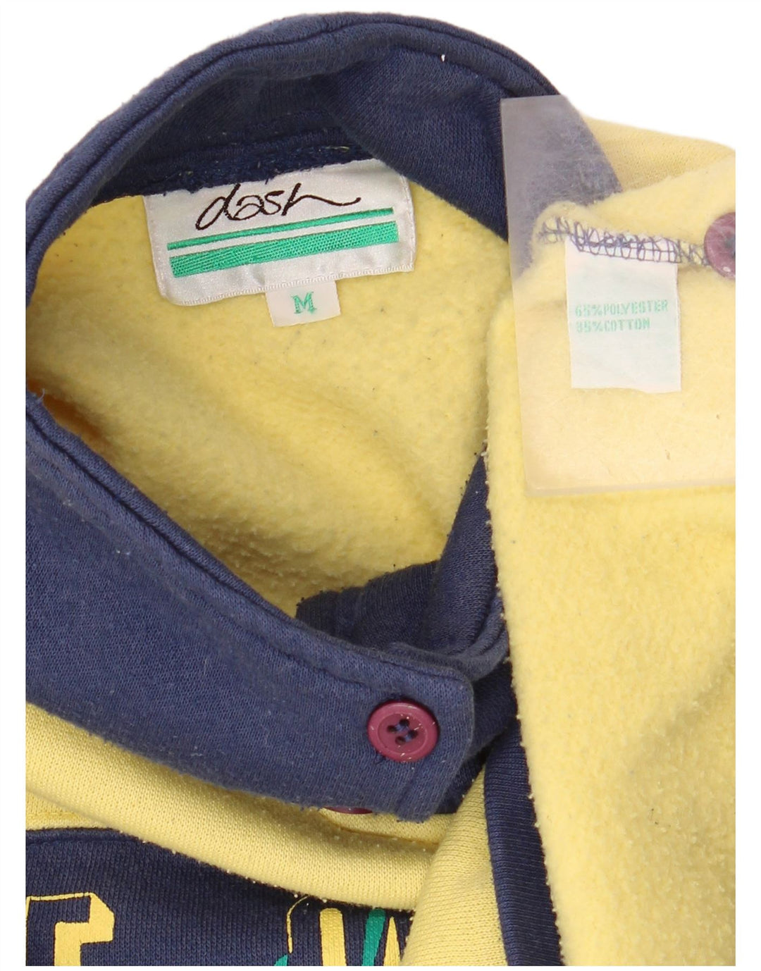 Ανδρικό φούτερ DASH με γραφικό λαιμό με κουμπιά, μεσαίο κίτρινο χρώμα