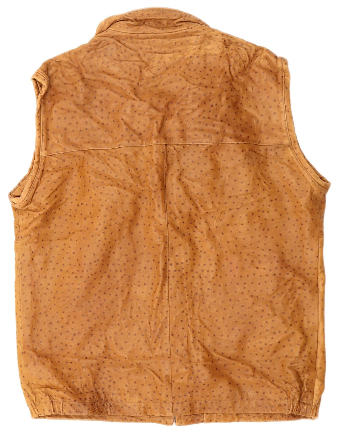 VINTAGE Ανδρικό Δερμάτινο Gilet IT 56 3XL Καφέ με στίγματα