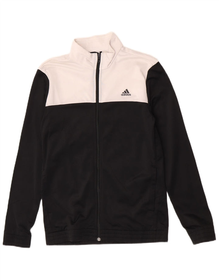 Adidas Boys αντιανεμική αθλητική φόρμα Top μπουφάν 14-15 ετών Μαύρο Colourblock
