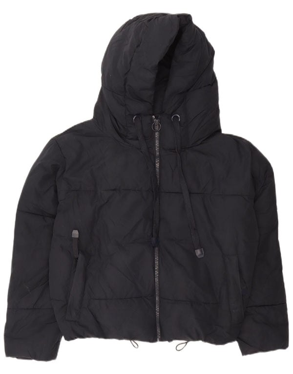 Zara γυναικείο μπουφάν με κουκούλα μεγάλου μεγέθους Crop UK 6 XS Navy Blue Polyester