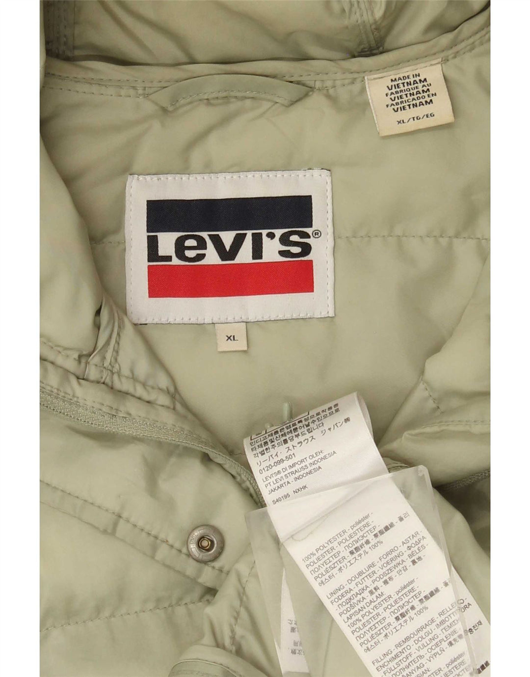Γυναικείο μπουφάν με κουκούλα Levi's UK 18 XL Green Polyester