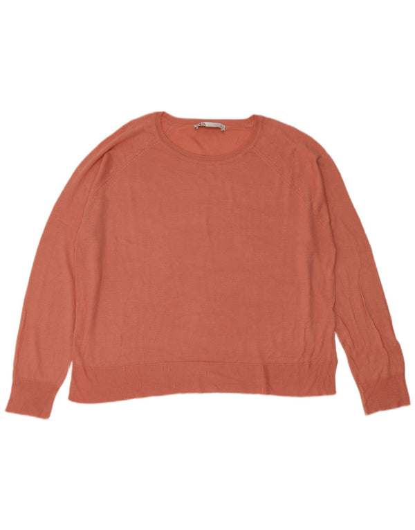 Zara Γυναικείο πουλόβερ με λαιμόκοψη UK 16 Large Pink