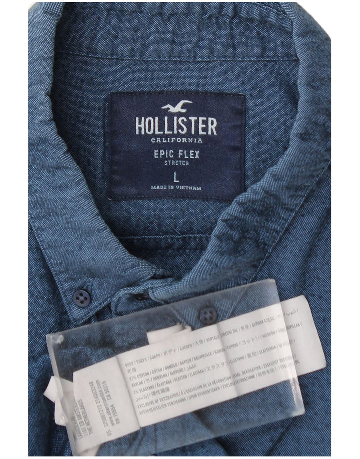 Ανδρικό πουκάμισο HOLLISTER Large Navy Blue Flecked Cotton