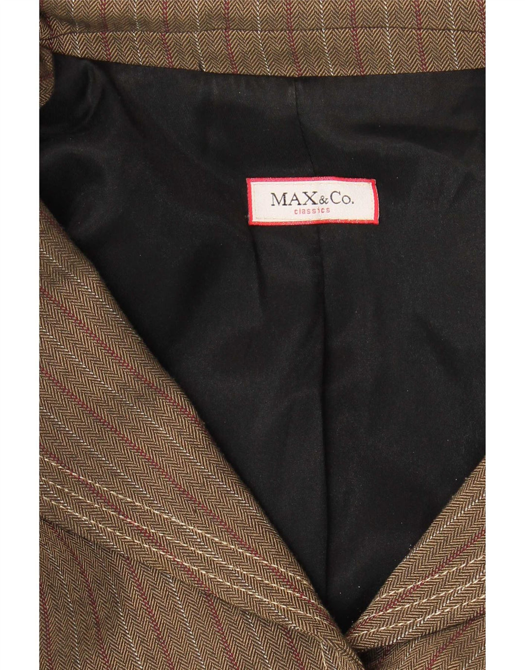 Max & Co. Γυναικείο μπλέιζερ με 2 κουμπιά μπουφάν UK 10 Small καφέ ριγέ
