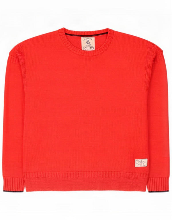 Joules Womens Crew Neck Jumper πουλόβερ UK 12 Medium Red Cotton