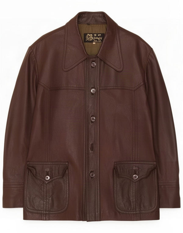 Golden Leaf Ανδρικό Δερμάτινο Μπουφάν UK 38 Medium Brown