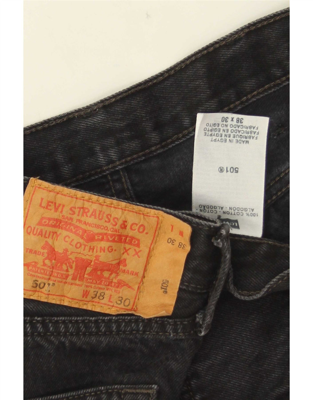 Levi's Mens 501 Straight Jeans W38 L30 Μαύρο Βαμβακερό
