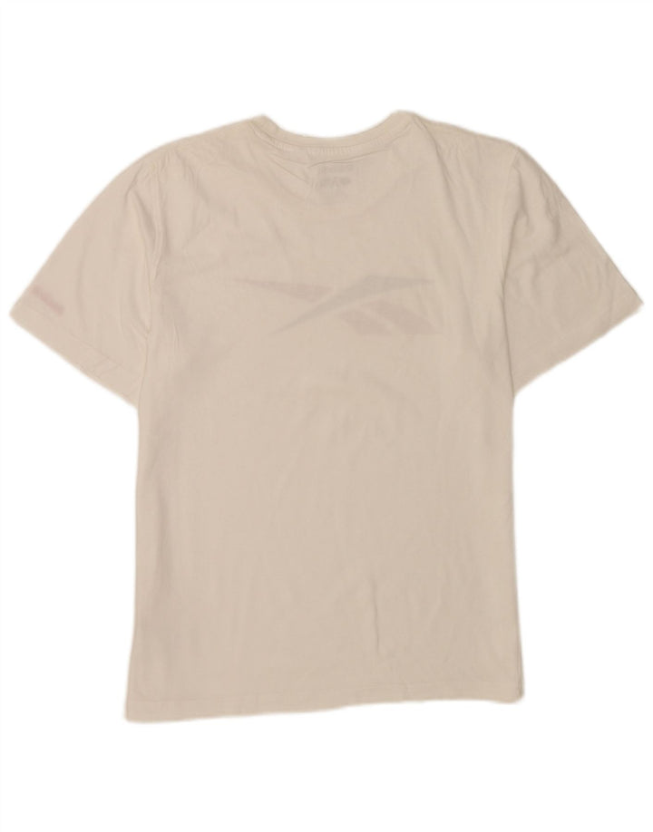 Ανδρικό γραφικό T-Shirt Reebok Top από μεσαίο λευκό βαμβακερό