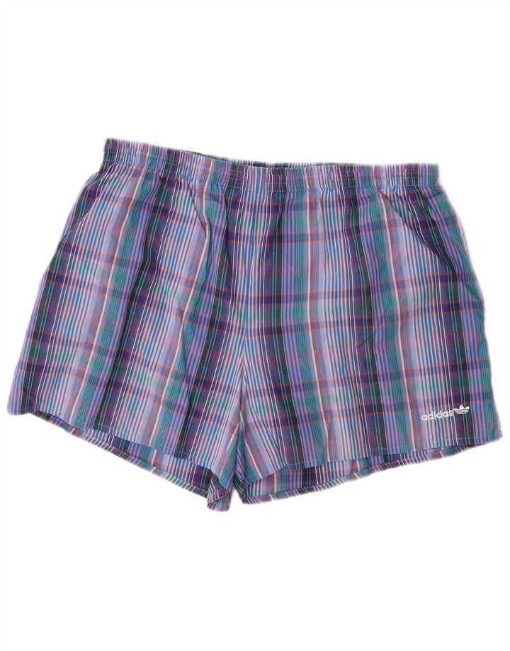 Ανδρικό σορτς κολύμβησης ADIDAS μεγάλο μπλε βαμβακερό καρέ