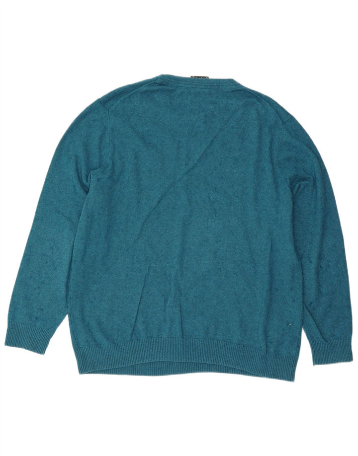 Ανδρικό πουλόβερ με λαιμόκοψη Lyle & Scott 2XL μπλε βαμβακερό
