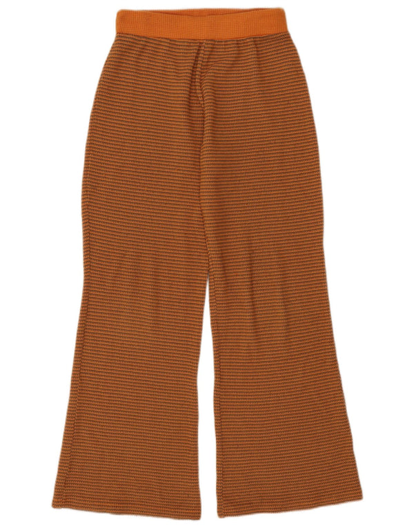 Zara γυναικεία πλεκτή φόρμα Flare παντελόνι UK 12 μεσαία πορτοκαλί ριγέ