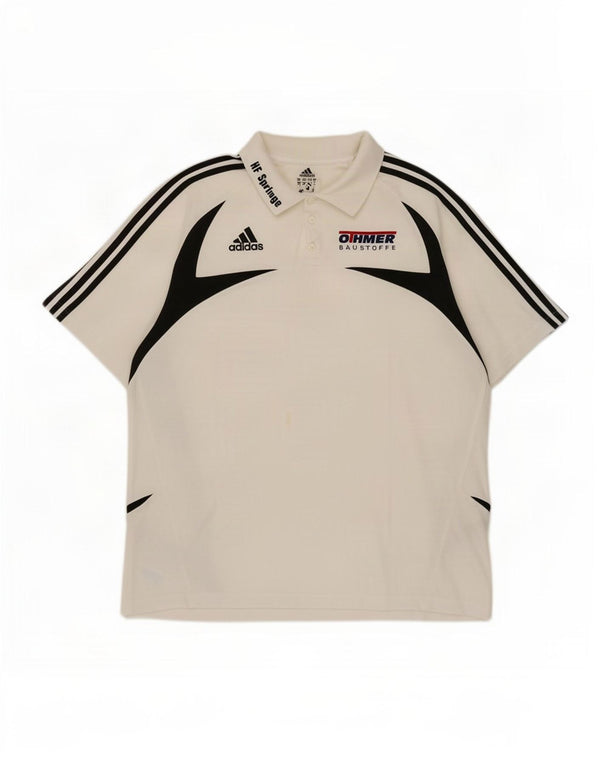 Ανδρικό γραφικό πόλο μπλουζάκι Adidas UK 48/50 XL Λευκό βαμβακερό