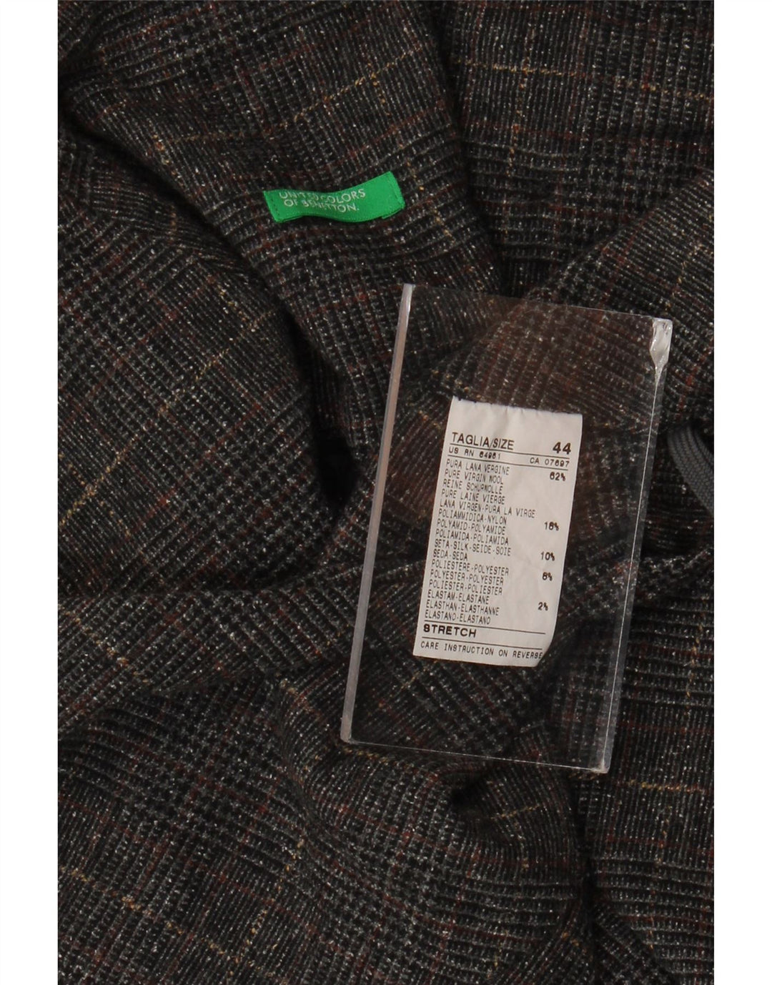 Γυναικεία Μίνι Φούστα Benetton IT 44 Medium W34 Γκρι Houndstooth παρθένο μαλλί