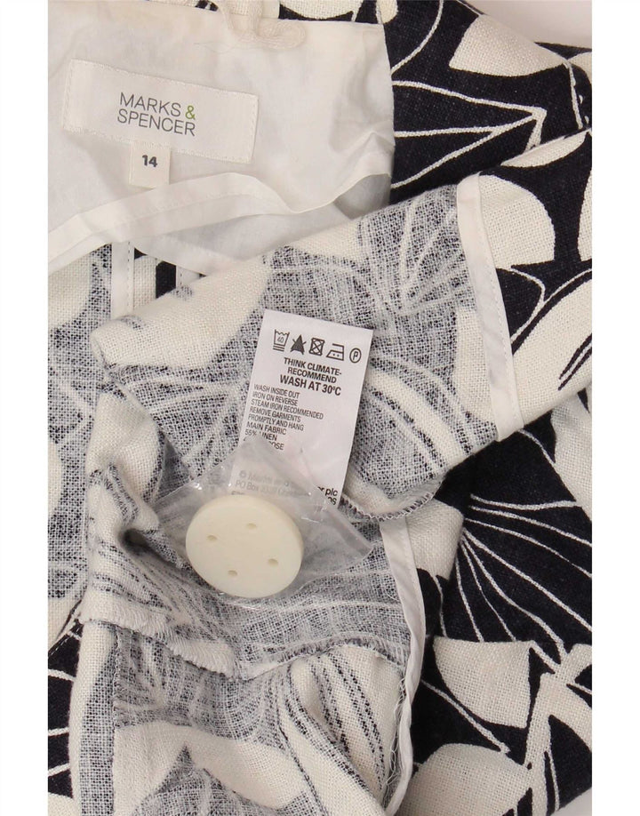 Marks & Spencer Γυναικείο μπλέιζερ 3/4 μανίκι μπουφάν UK 14 Medium White Floral