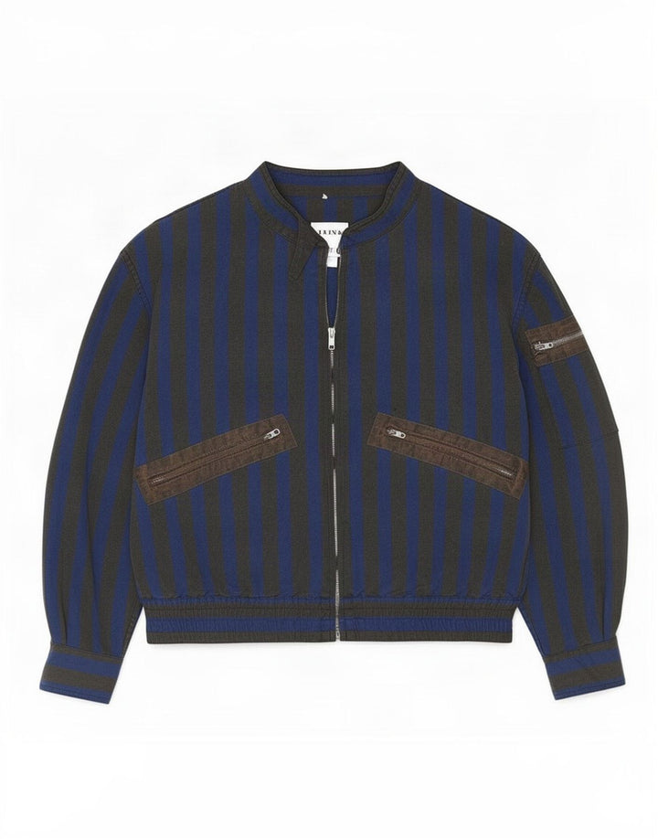 Vintage Γυναικείο Bomber Jacket UK 18 XL μπλε ριγέ