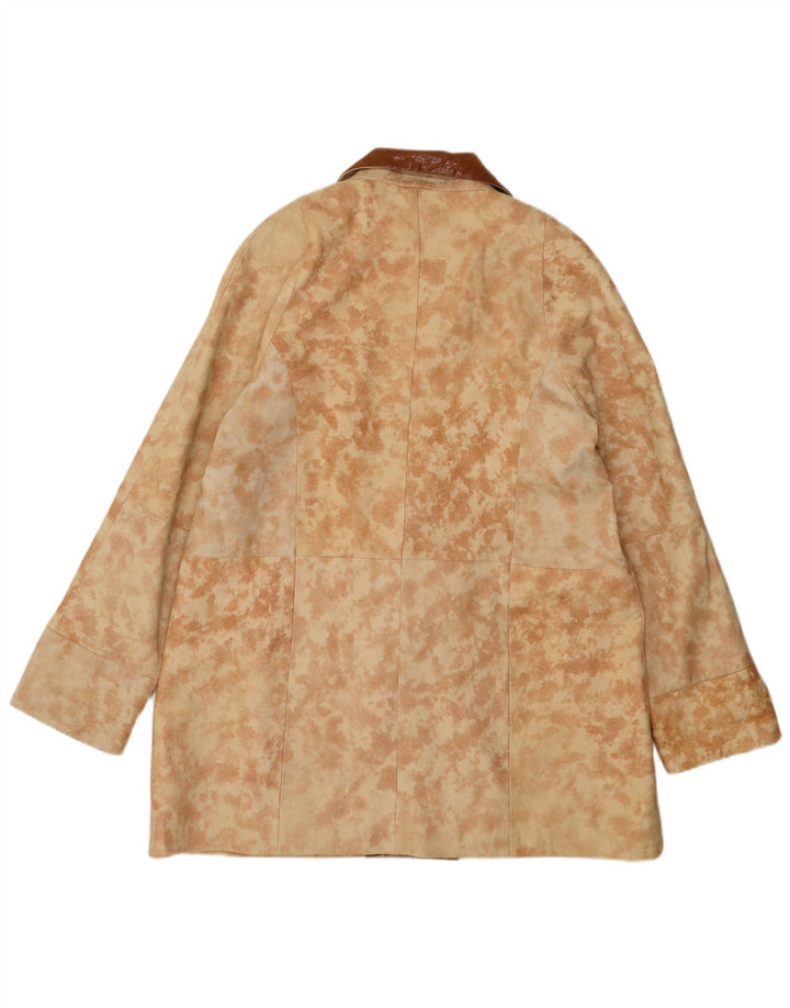 Vintage Γυναικείο Oversized Δερμάτινο Παλτό EU 40 Medium Beige Tie Dye Leather