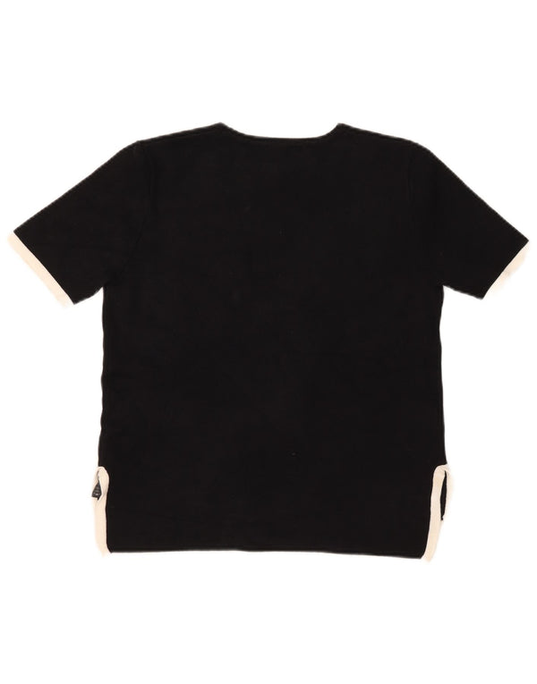 Zara Γυναικείο T-Shirt Top UK 14 Large Black Colorblock Viscose