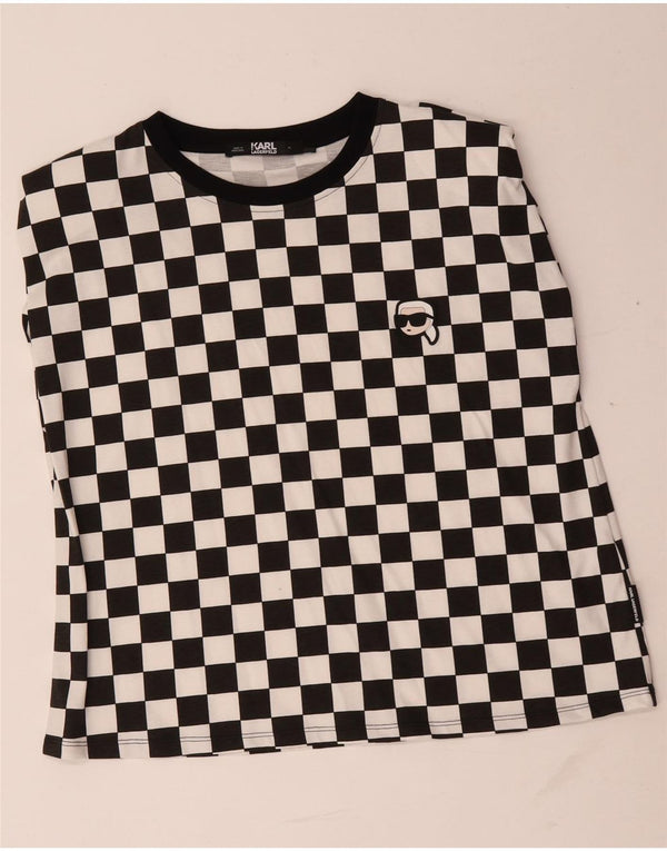 Karl Lagerfeld Γυναικείο Γιλέκο Τοπ UK 18 XL Μαύρο γεωμετρικό βαμβακερό